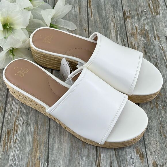 Women's Dressy Raffia Platform Slide Sandals Shies Size 11 - Picture 2 of 12